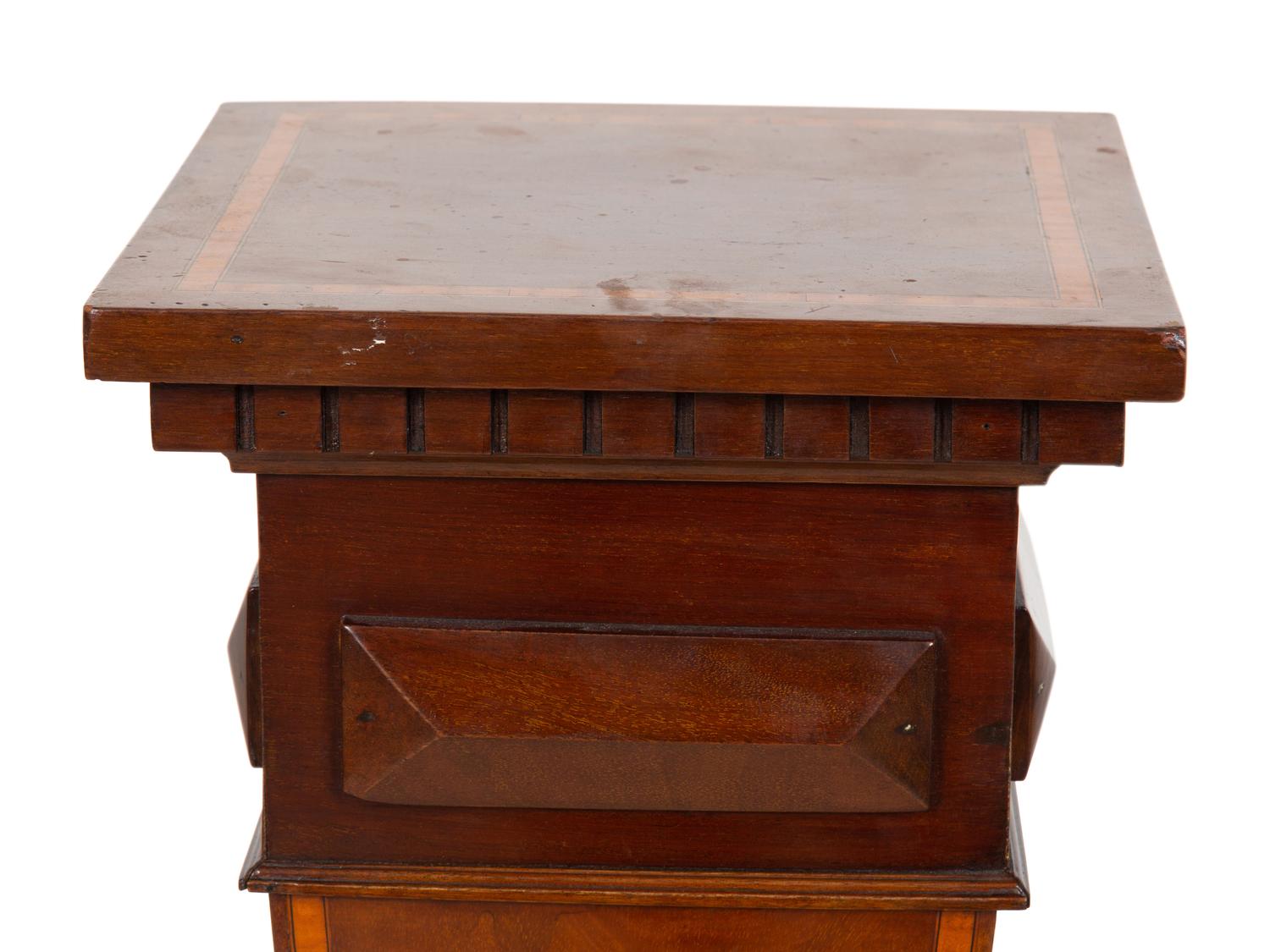 An Edwardian Satinwood Inlaid Mahogany Pedestal