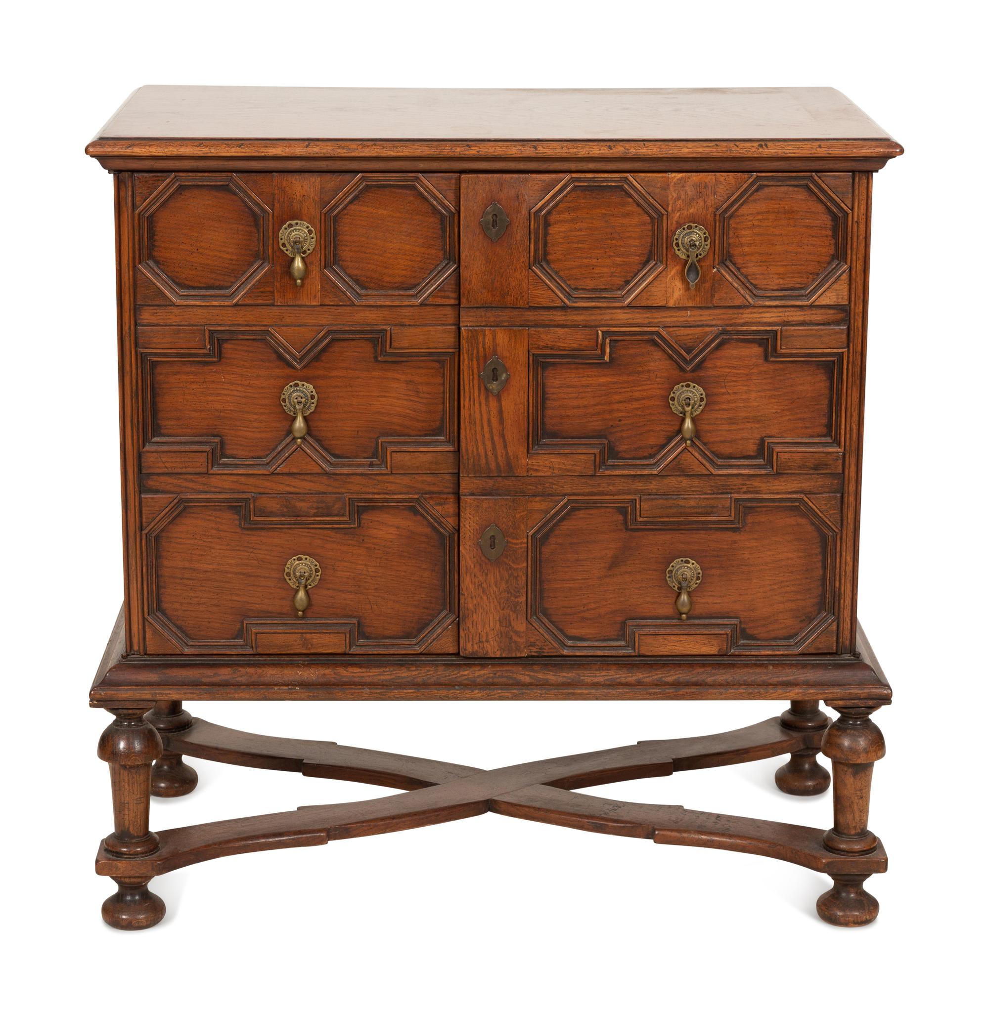 A William and Mary Style Oak Two Door Cabinet