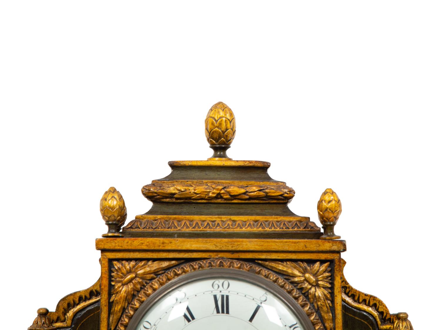 A South German Painted and Parcel Gilt Mantel Clock