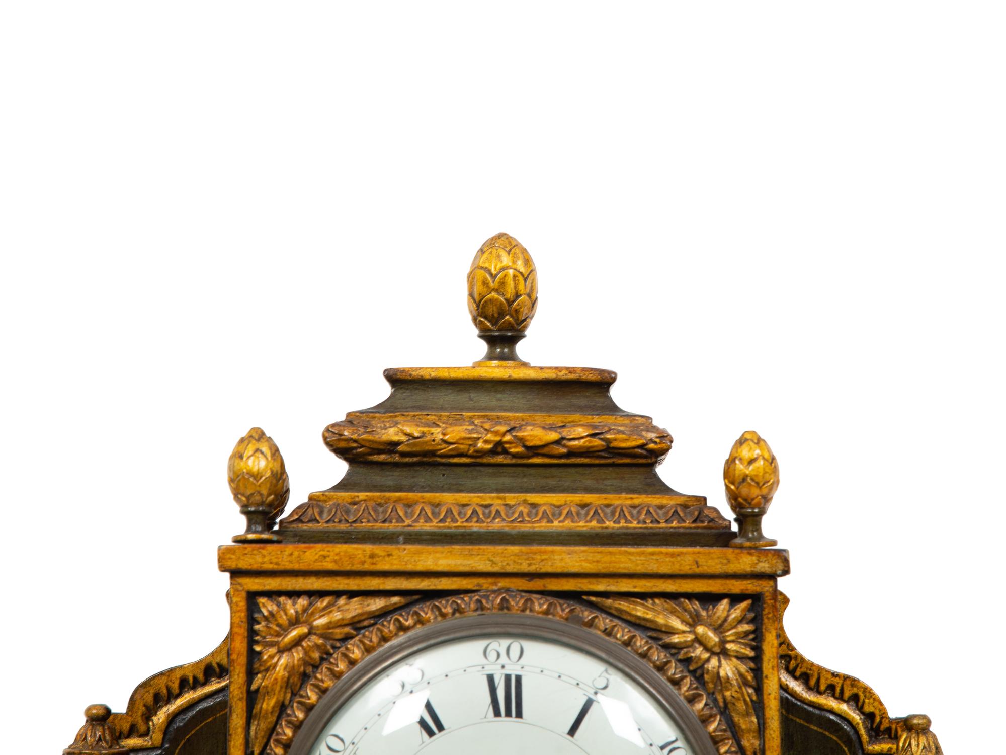A South German Painted and Parcel Gilt Mantel Clock