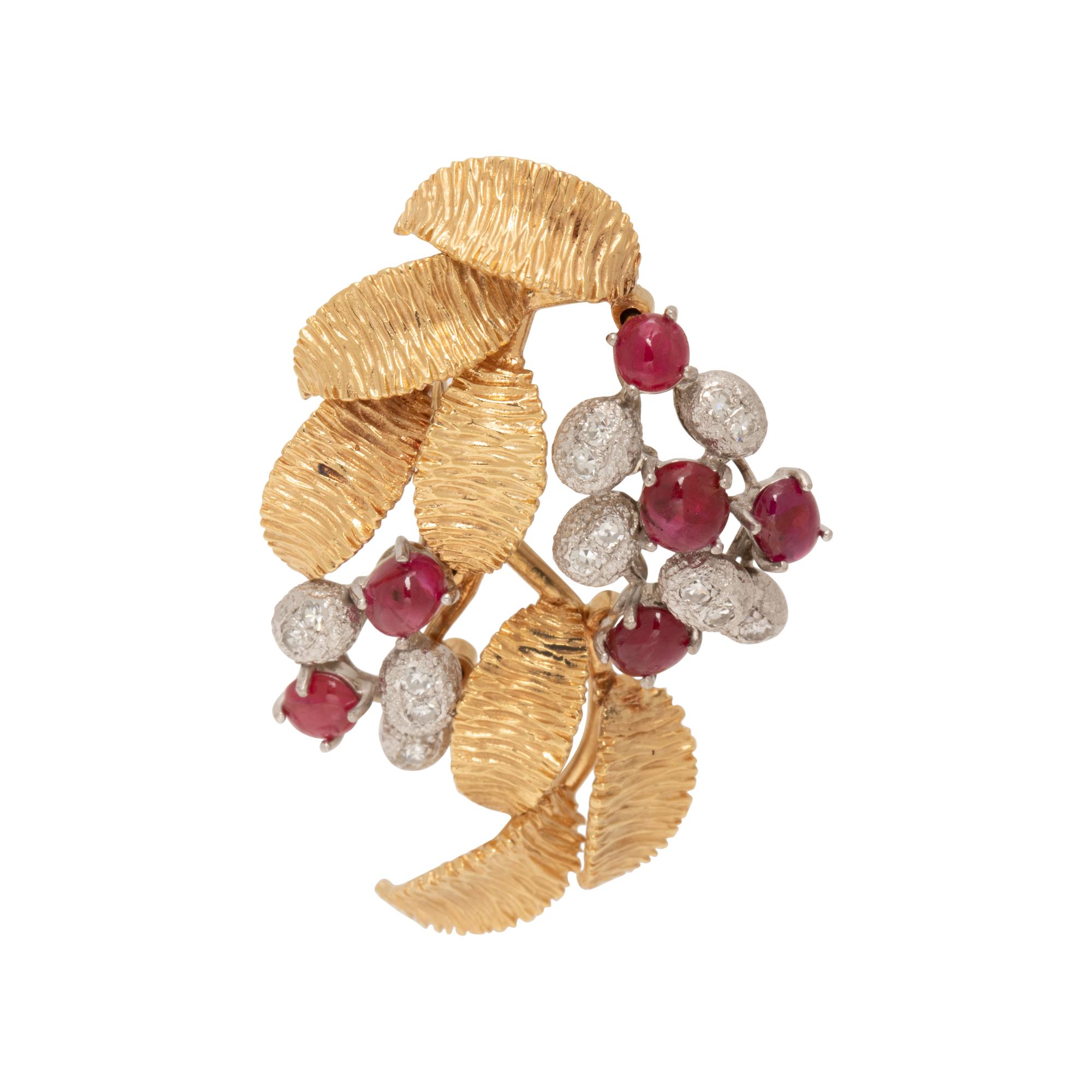 CARTIER, RUBY AND DIAMOND EARCLIPS