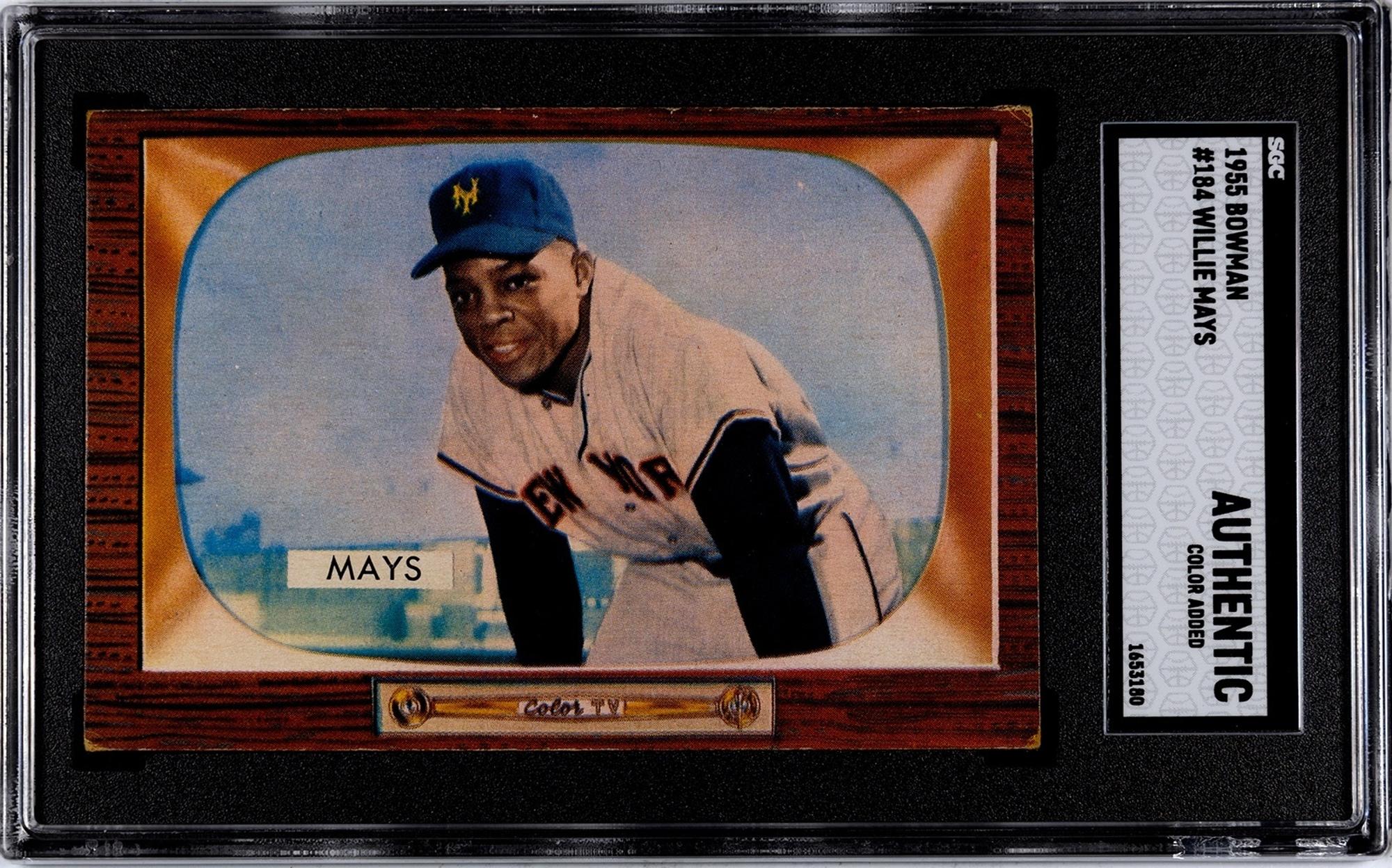 A Group of 1955 Bowman Mickey Mantle and Willie Mays SGC Graded Baseball Cards No. 202 (SGC 4.5 VG-EX+)