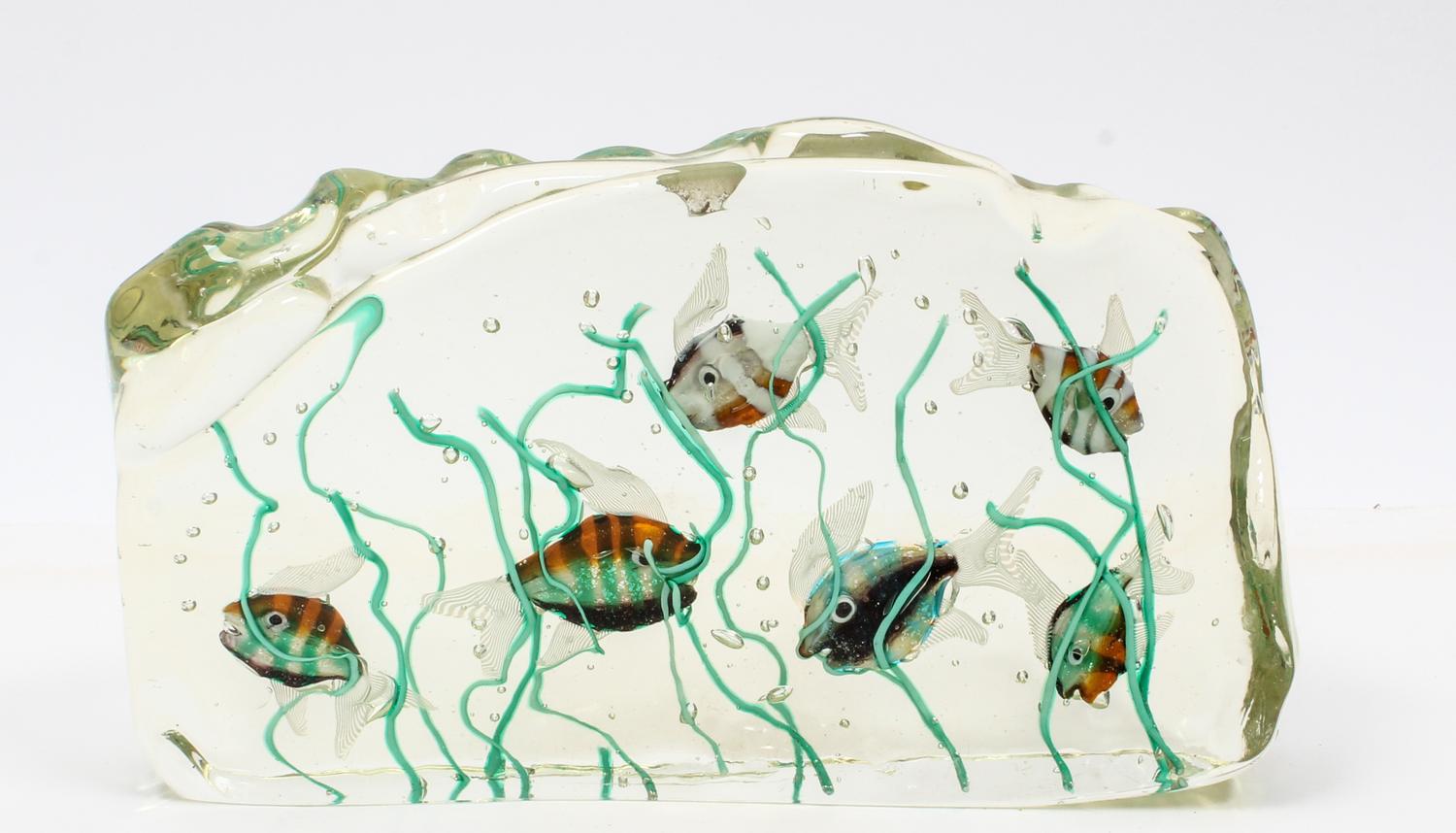An Italian Glass Sculpture Height 6 1/8 x width 10 inches.