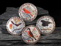 Floshk of Mosaic Inlay Bird Bolo Slides