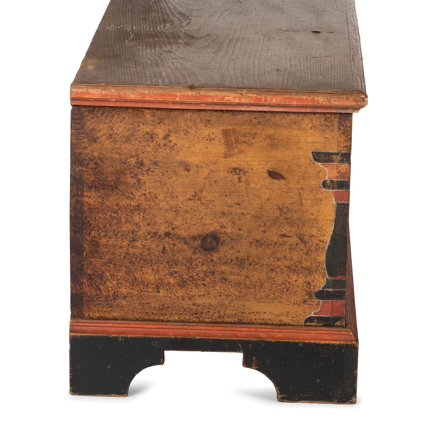 A Chippendale Grain and Polychrome Paint Decorated Pine Blanket Chest