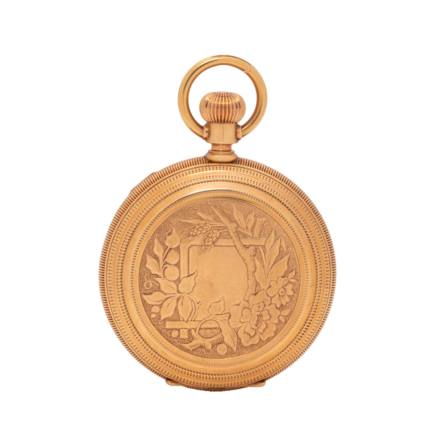 WALTHAM, 14K YELLOW GOLD HUNTER CASE POCKET WATCH