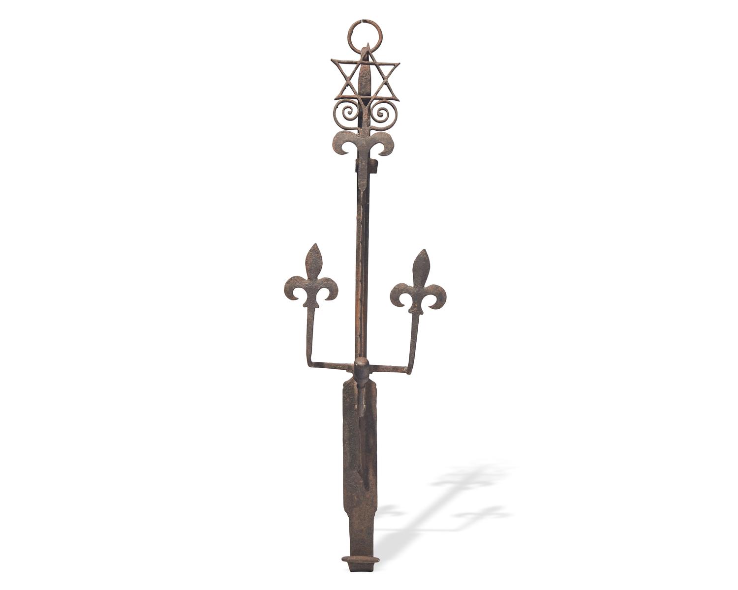 A Wrought Iron Fireplace Trammel, French, 18th Century