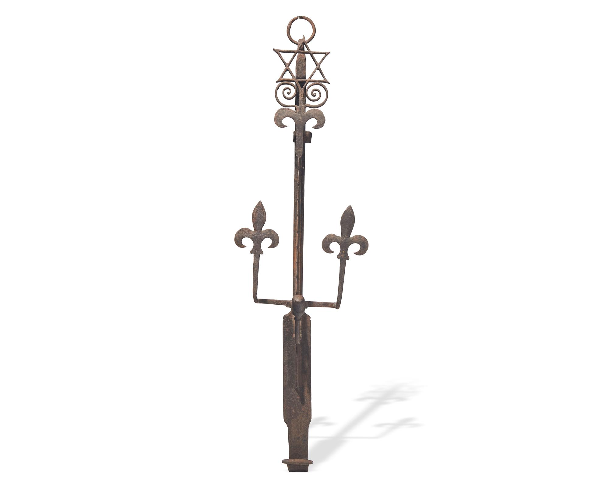 A Wrought Iron Fireplace Trammel, French, 18th Century
