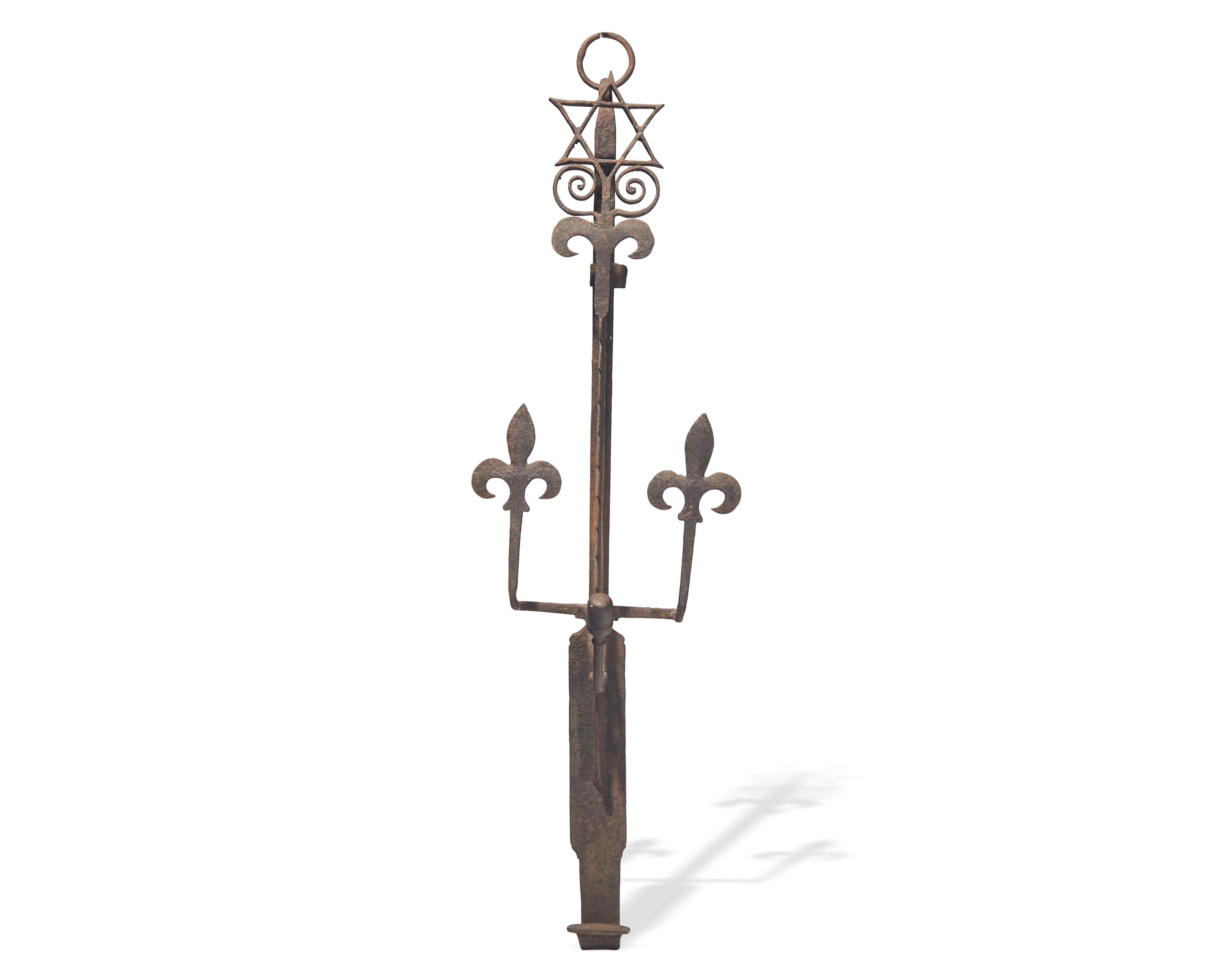 A Wrought Iron Fireplace Trammel, French, 18th Century