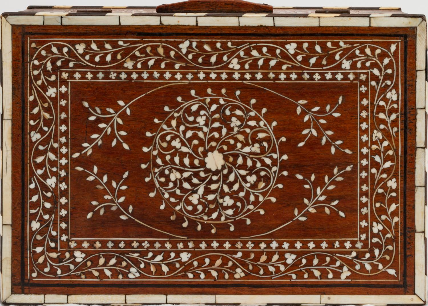 An Anglo-Indian Bone-Inlaid Fruitwood Casket — 19TH CENTURY
