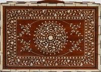 An Anglo-Indian Bone-Inlaid Fruitwood Casket — 19TH CENTURY