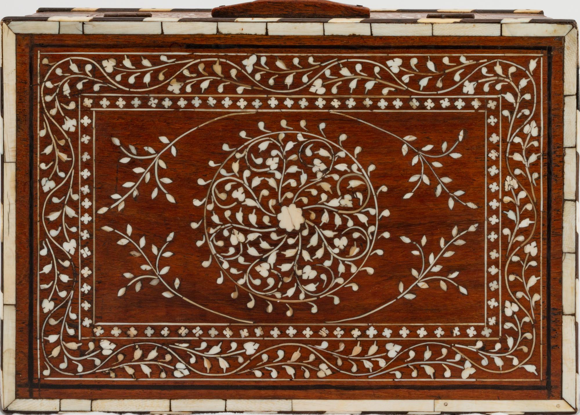 An Anglo-Indian Bone-Inlaid Fruitwood Casket — 19TH CENTURY