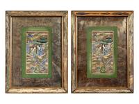 A Pair of Chinese Embroidered Silk Panels