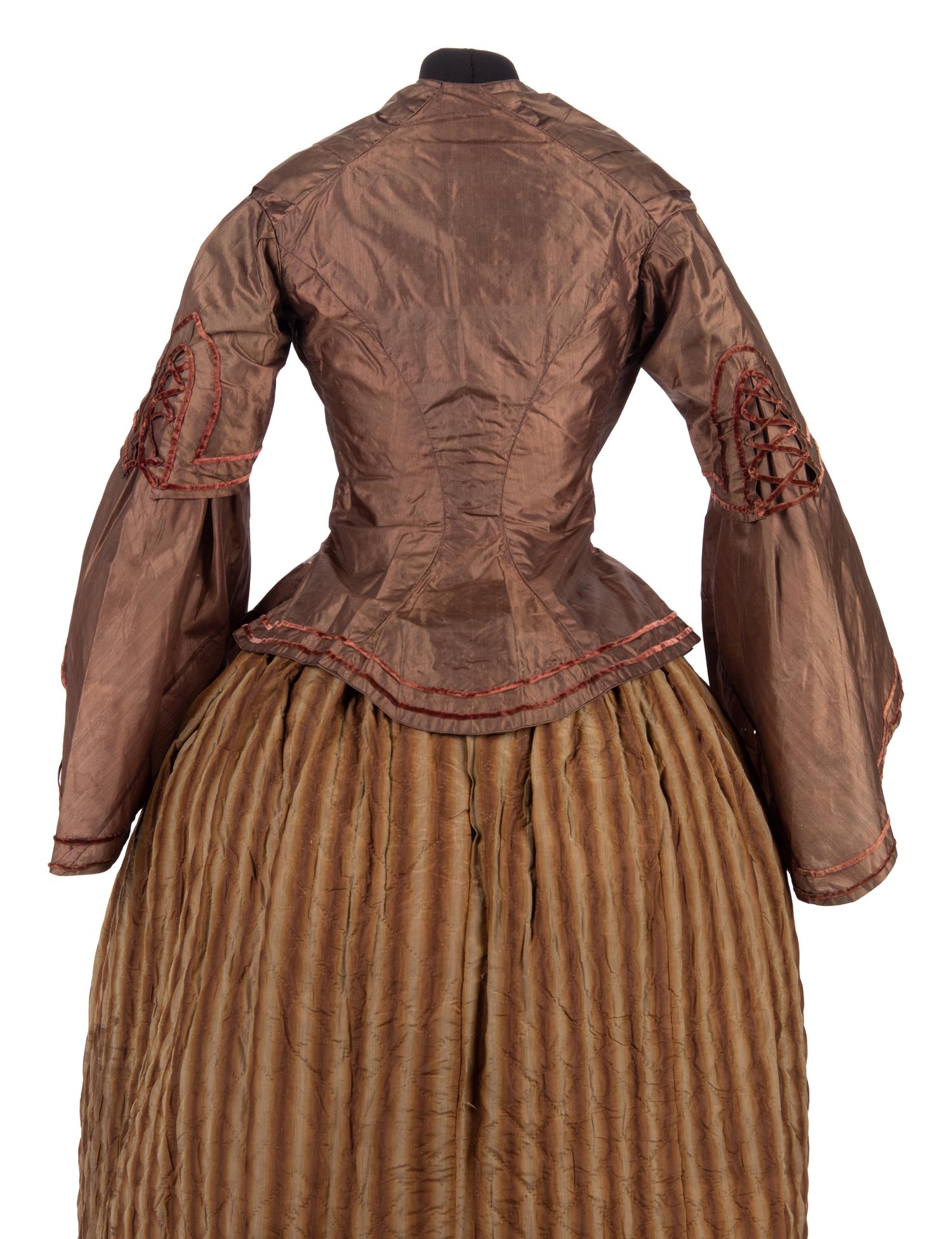 Two Silk Bodices Trimmed with Velvet, 1850s