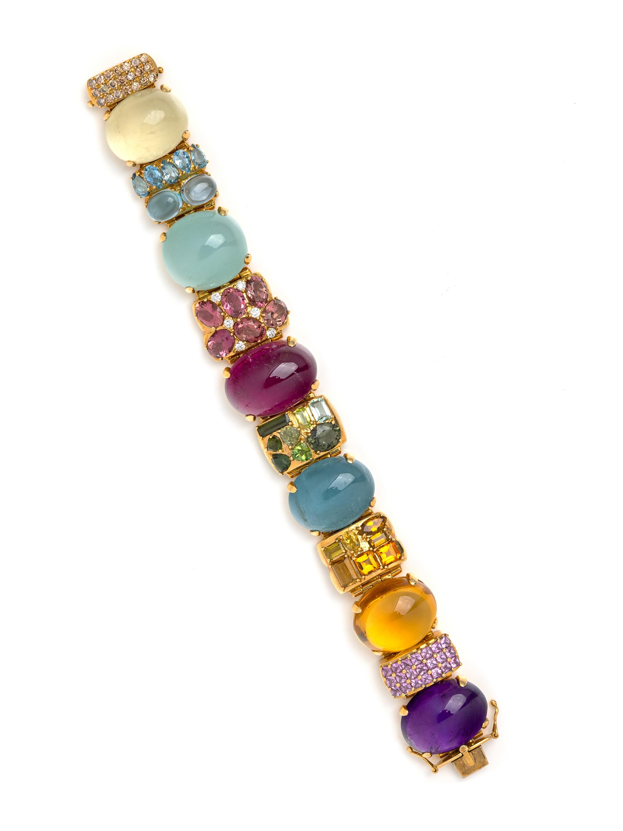 YELLOW GOLD AND MULTIGEM BRACELET