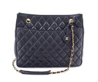 A Chanel Navy Leather Quilted Tote Handbag, 12.5" x 10" x 4".
