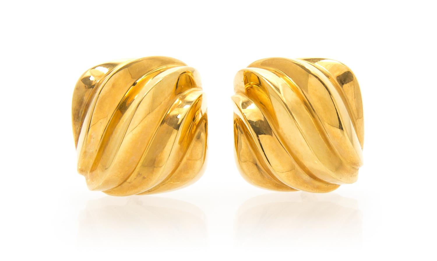 A Pair of 18 Karat Yellow Gold Earclips, 15.10 dwts.