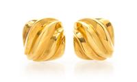 A Pair of 18 Karat Yellow Gold Earclips, 15.10 dwts.