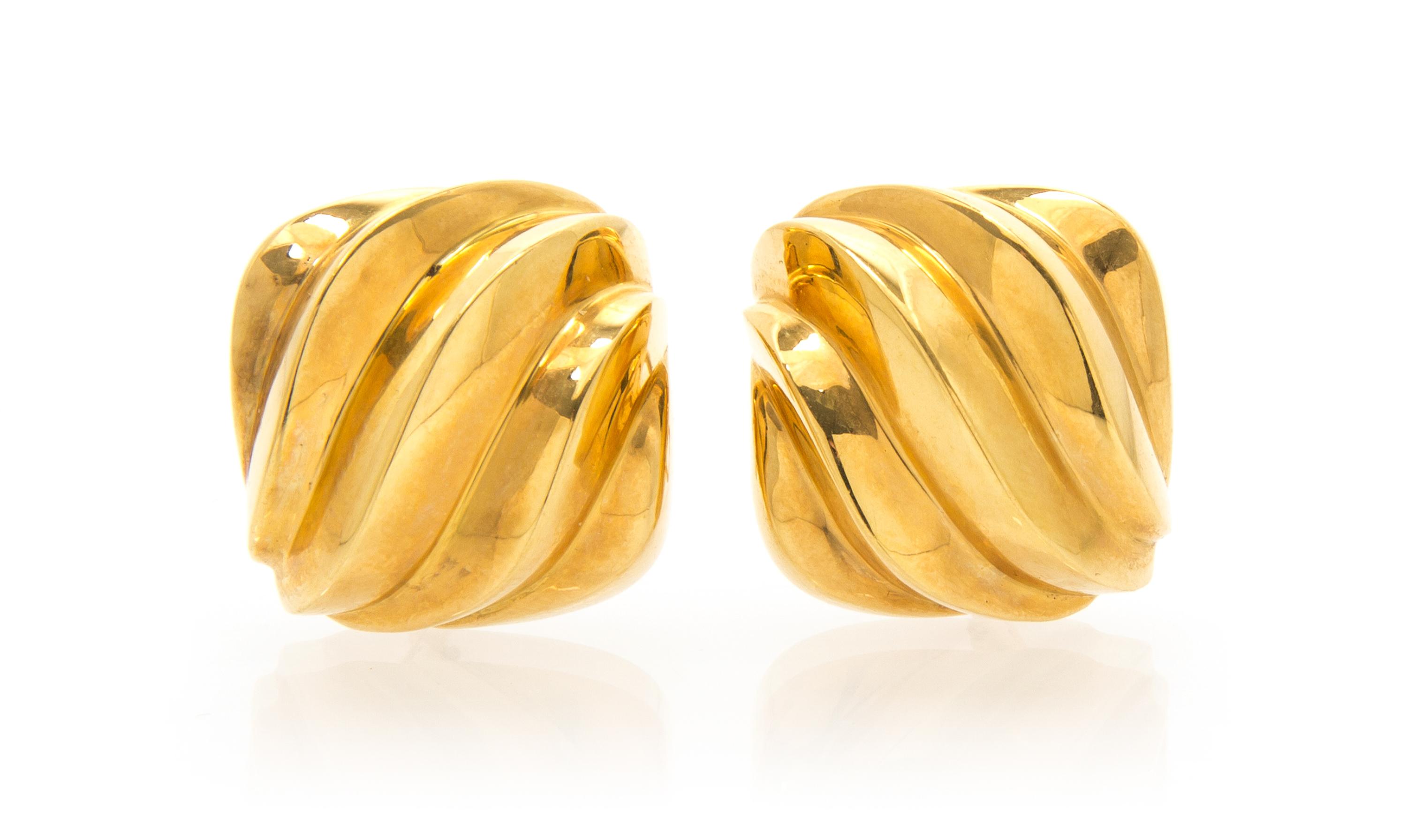 A Pair of 18 Karat Yellow Gold Earclips, 15.10 dwts.