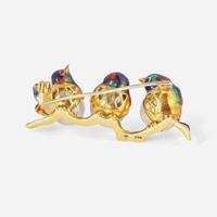 An 18K Yellow Gold, Pearl, and Enamel Brooch