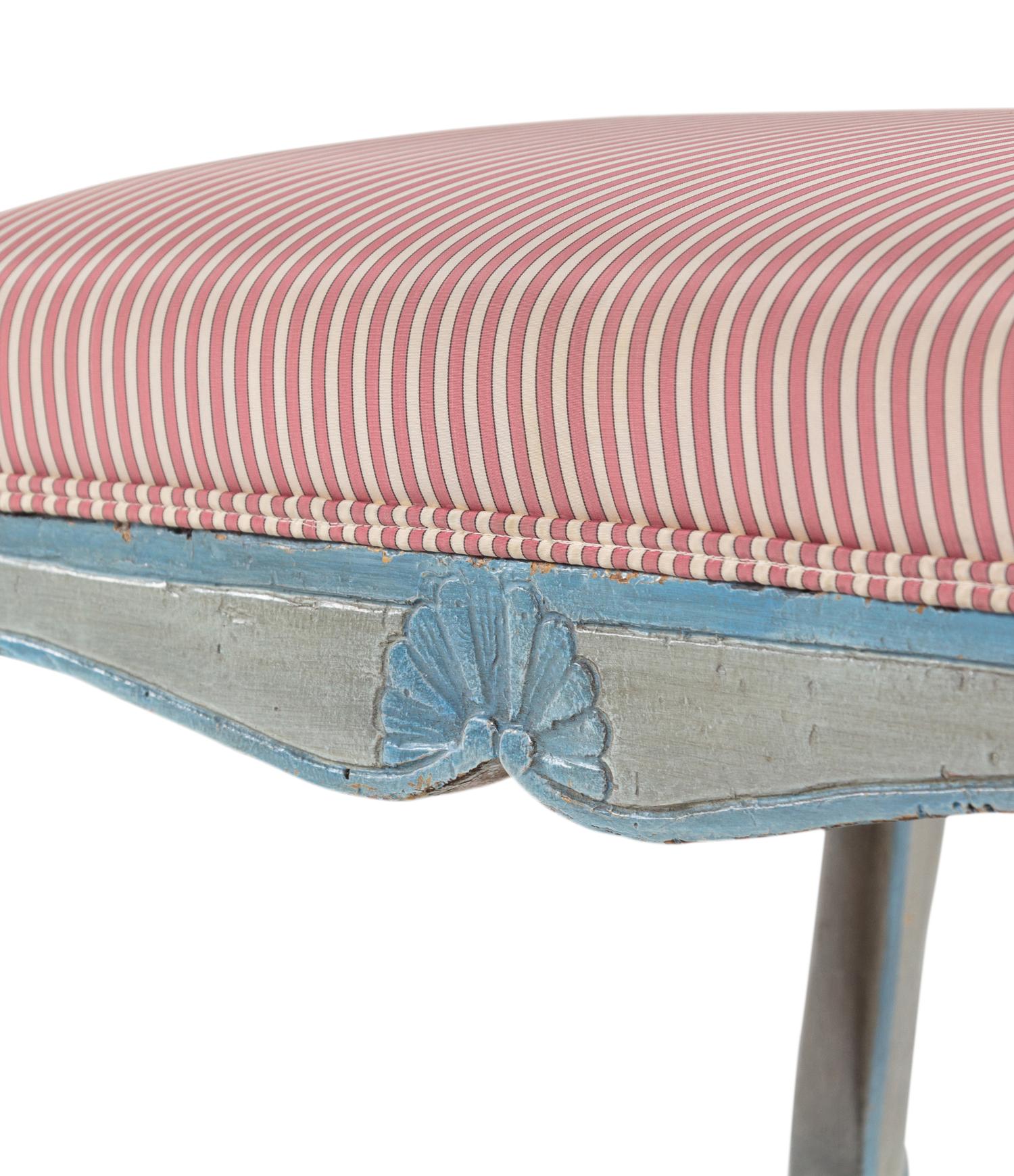 A Régence Provincial Blue-Painted Stool