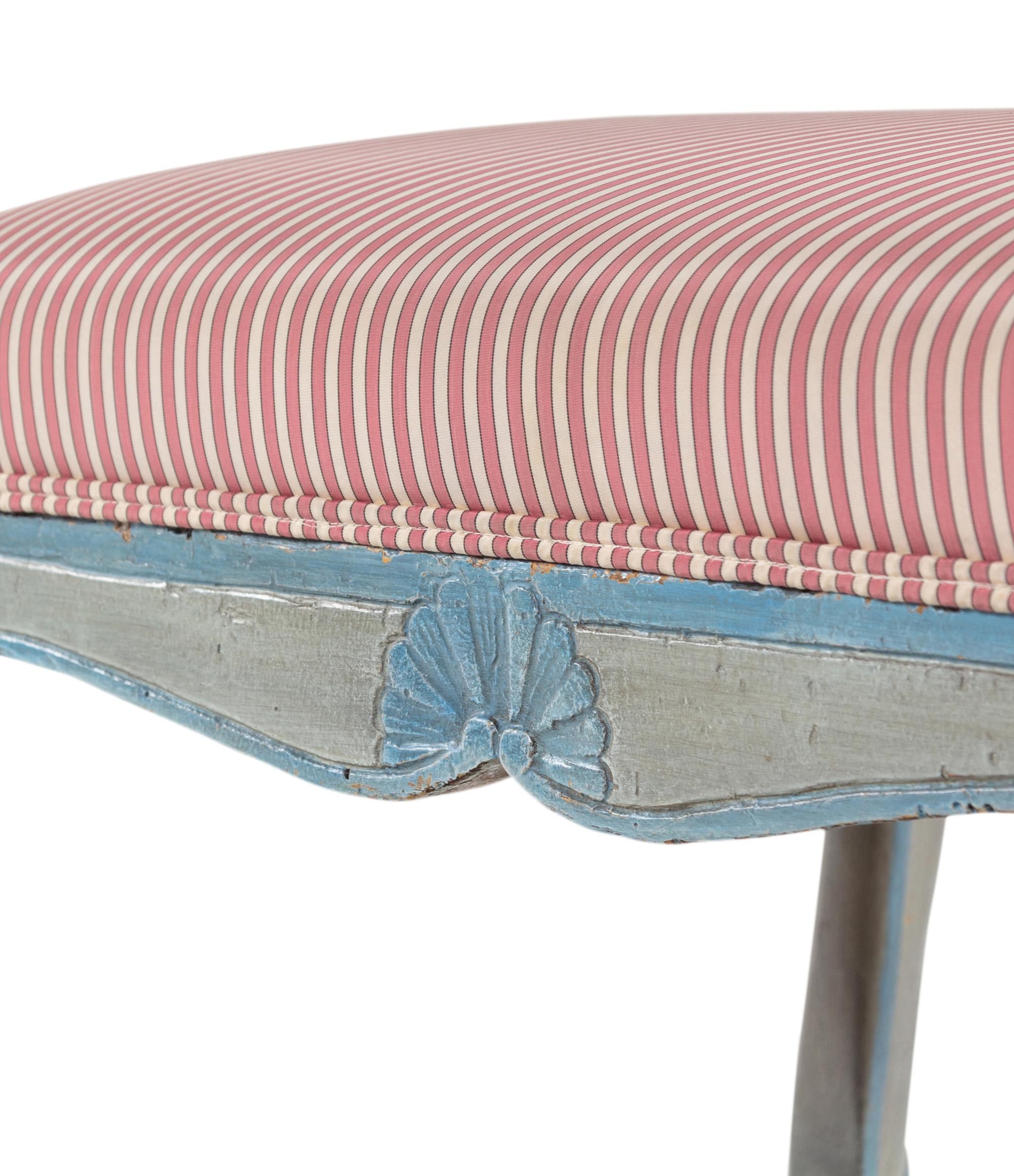 A Régence Provincial Blue-Painted Stool