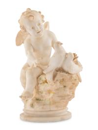 A Continental Carved Alabaster Figural Group