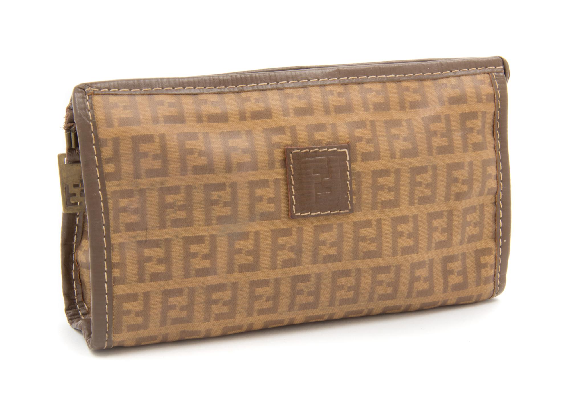 A Fendi Logo Makeup Bag, 8" x 6".