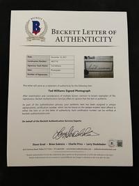 A Ted Williams Signed Autograph Career Statistics Display (Beckett Authentication Services Letter),