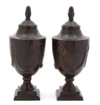 Pair of Indian Bronze Covered Urns Height 9 3/4 inches. — 20TH CENTURY