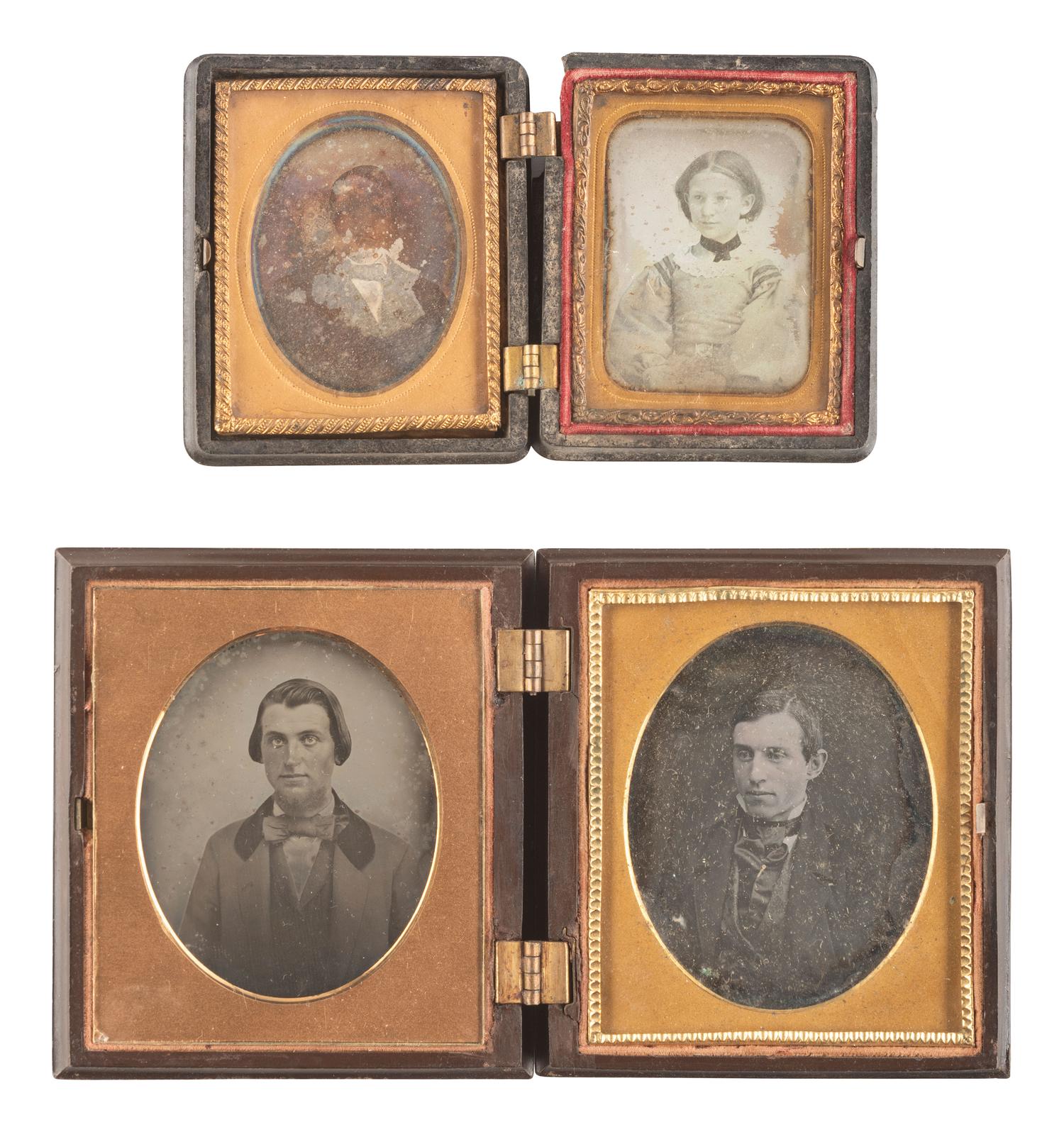 [EARLY PHOTOGRAPHY]. 28 daguerreotypes housed in pairs within side-by-side cases.