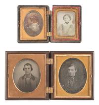[EARLY PHOTOGRAPHY]. 28 daguerreotypes housed in pairs within side-by-side cases.