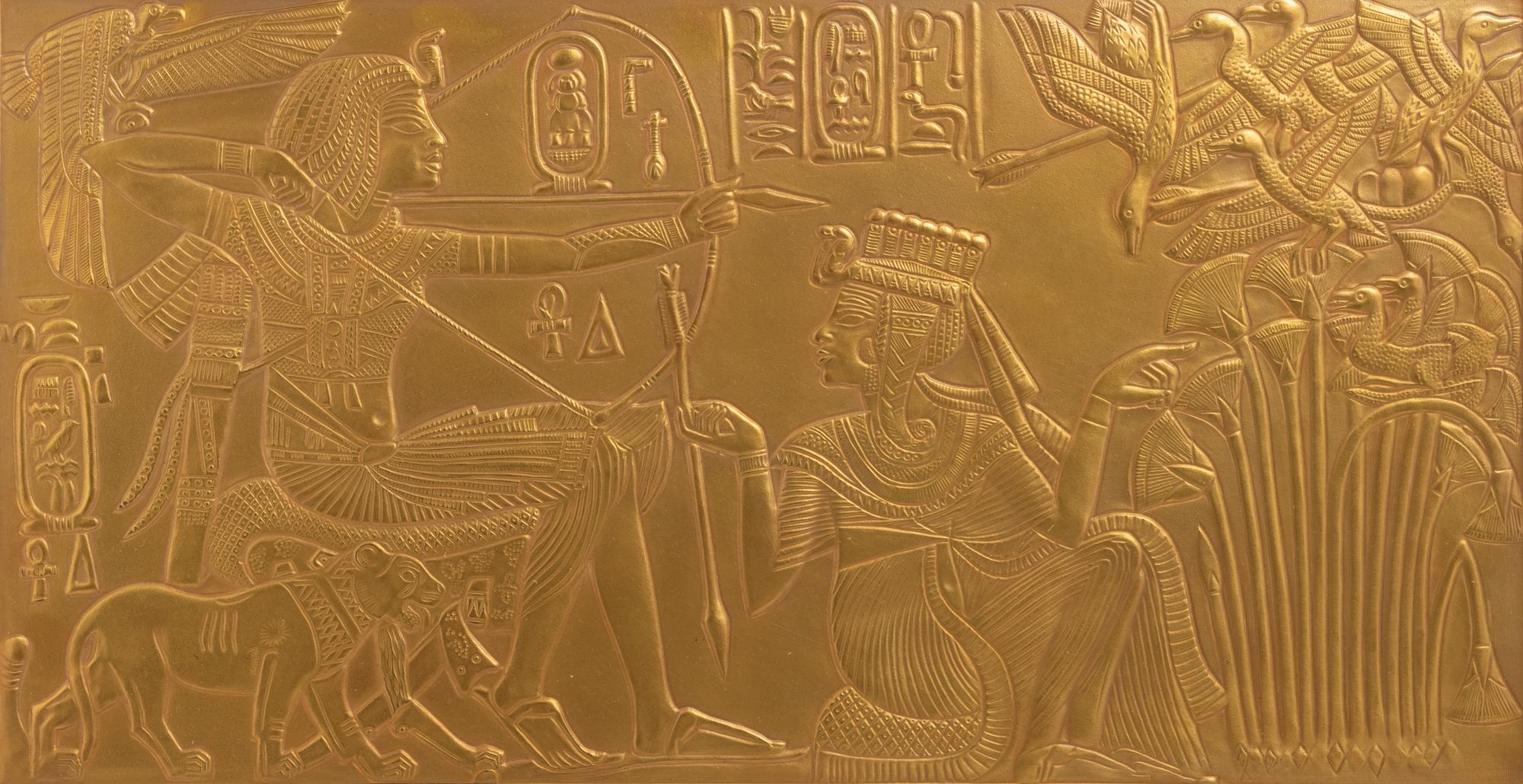 A Wedgwood Gilt Black Basalt Egyptian Plaque