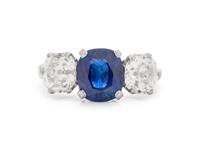 ANTIQUE, BRITISH, SAPPHIRE AND DIAMOND RING