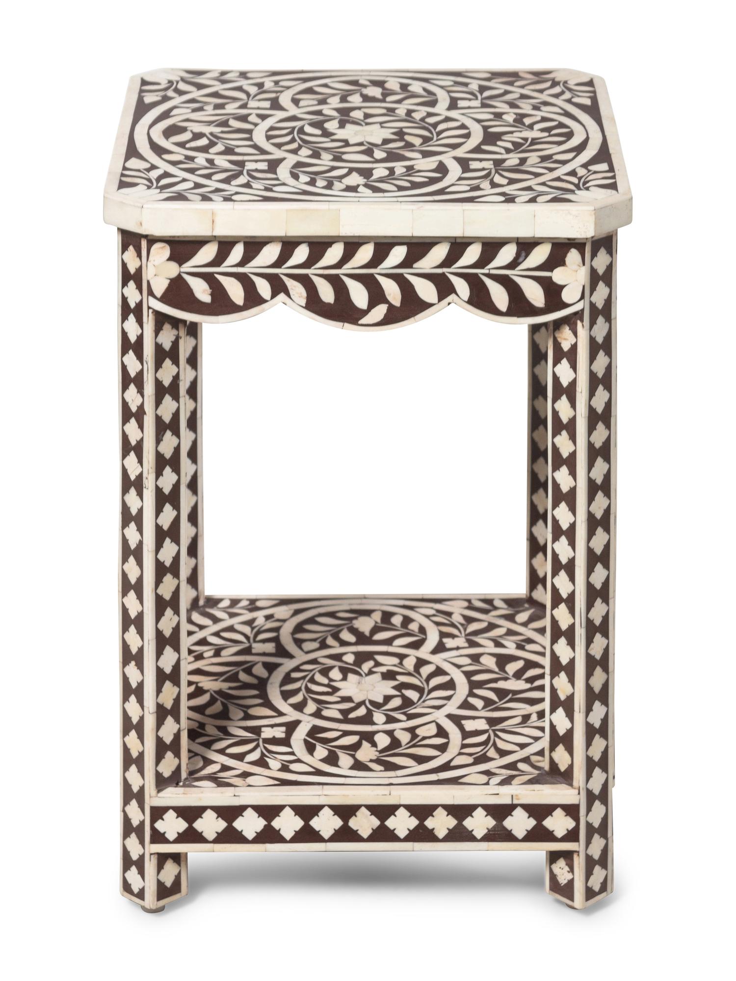 A Vizagapatam Style Bone and Ebony Inlaid Table