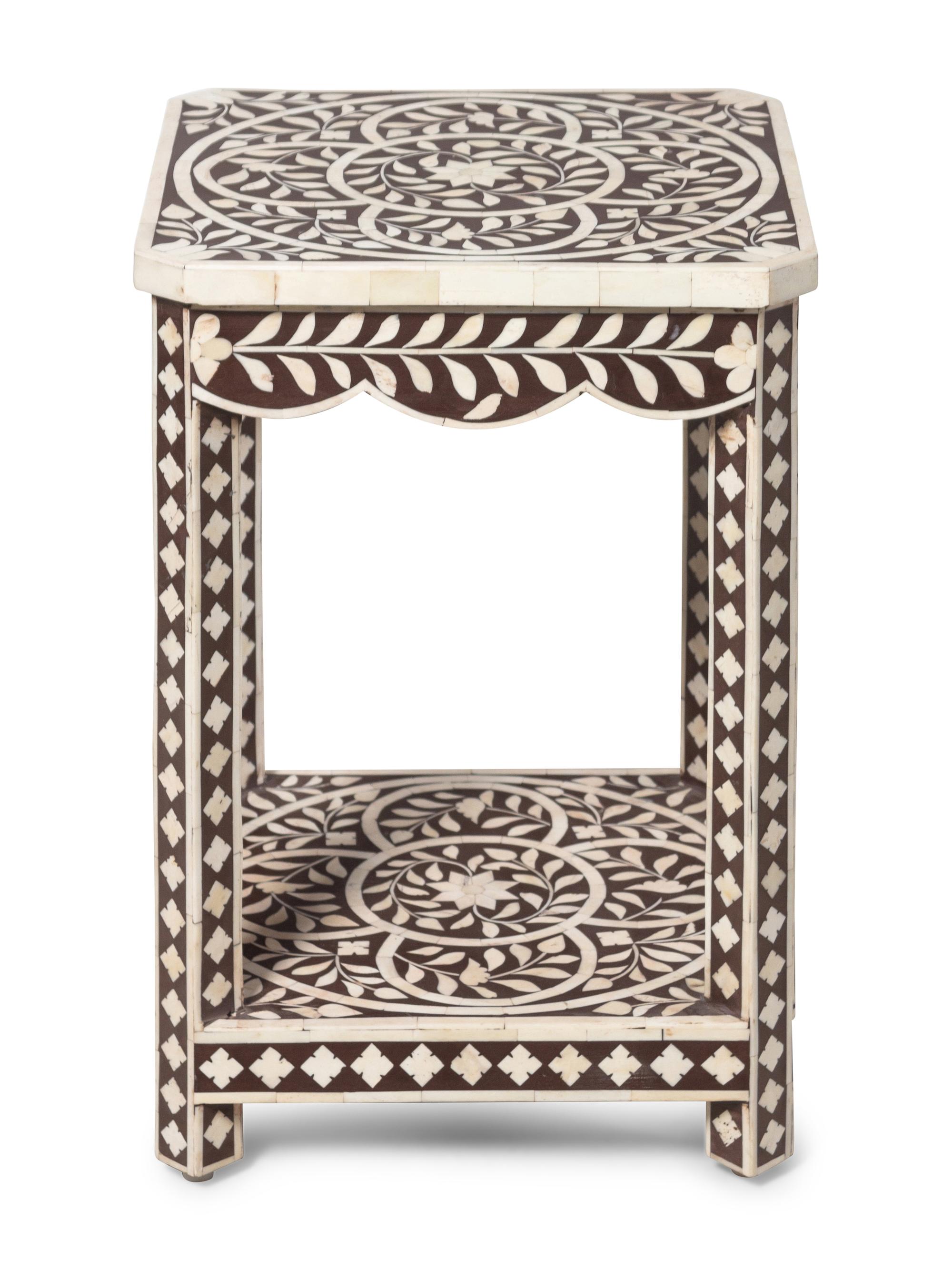 A Vizagapatam Style Bone and Ebony Inlaid Table