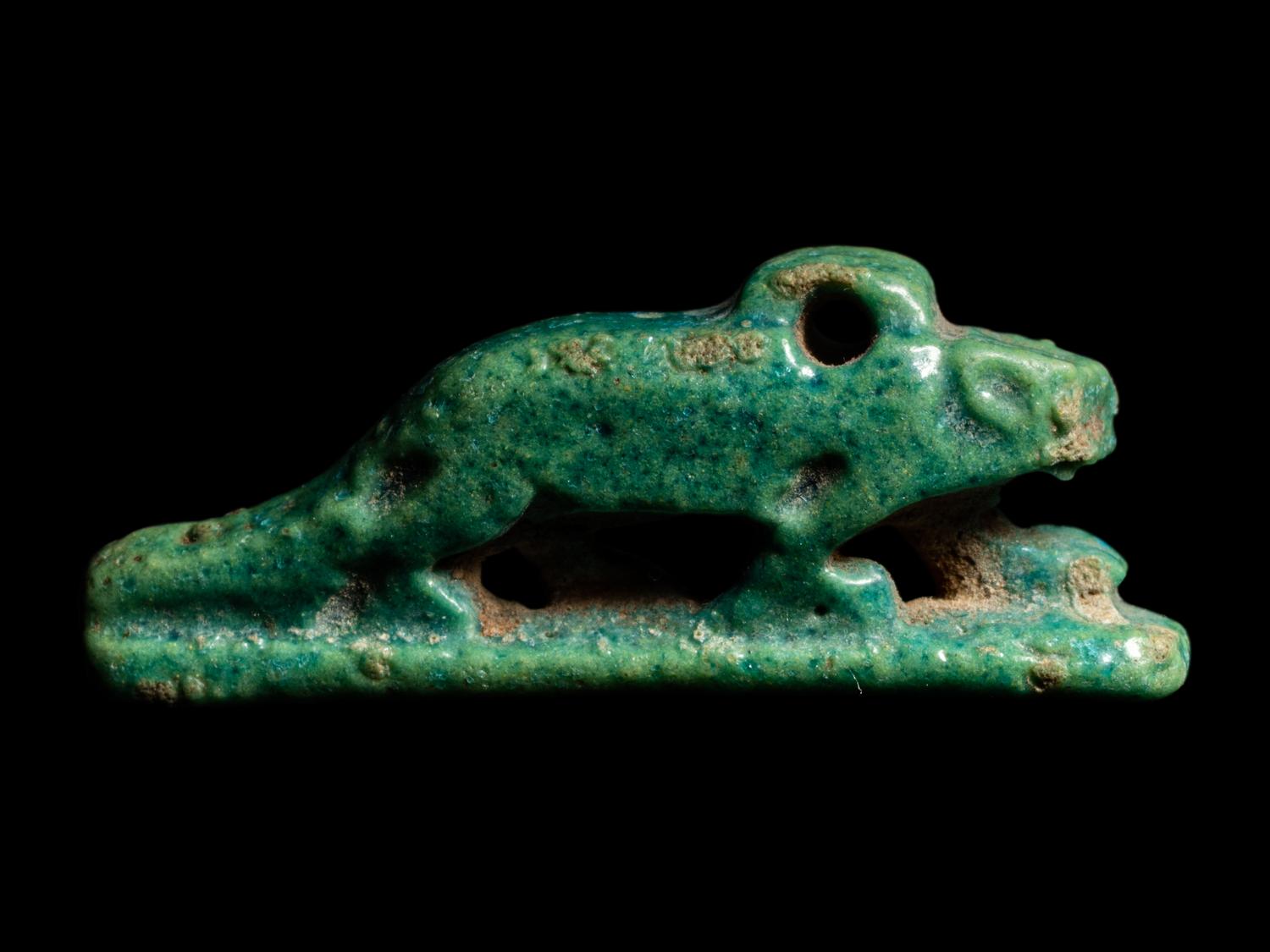 An Egyptian Faience Ichneumon Amulet