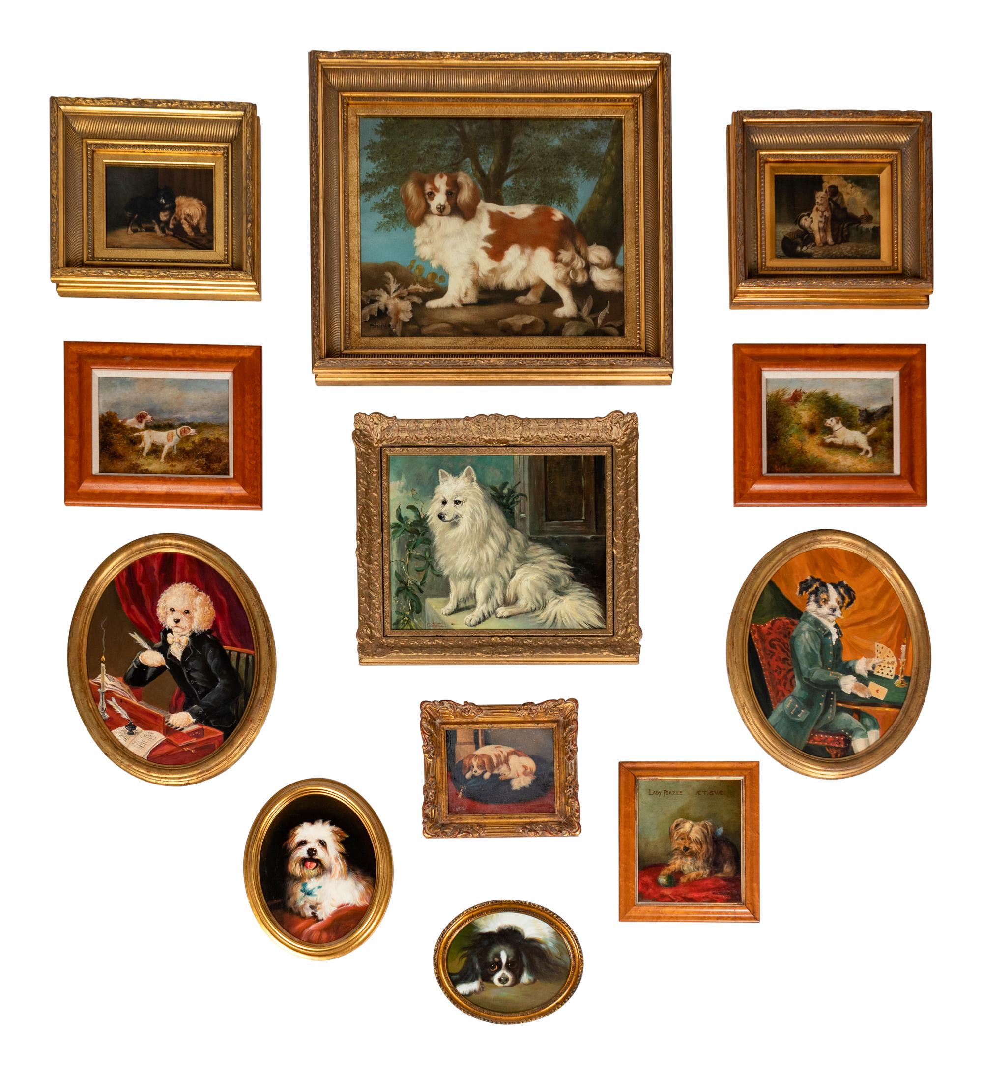 A Group of Twelve Dog Paintings