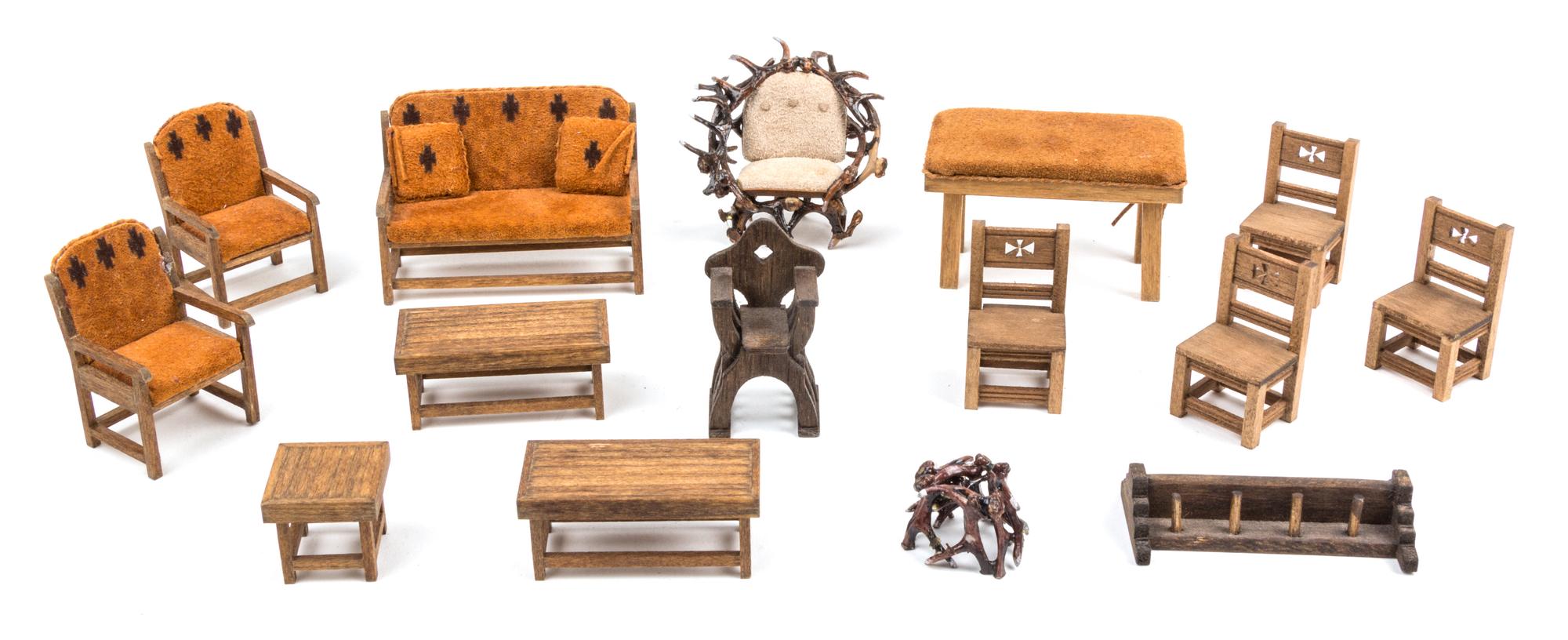 An Assembled Group of Furniture Articles Width of settee 2 1/2 inches. — Various Makers