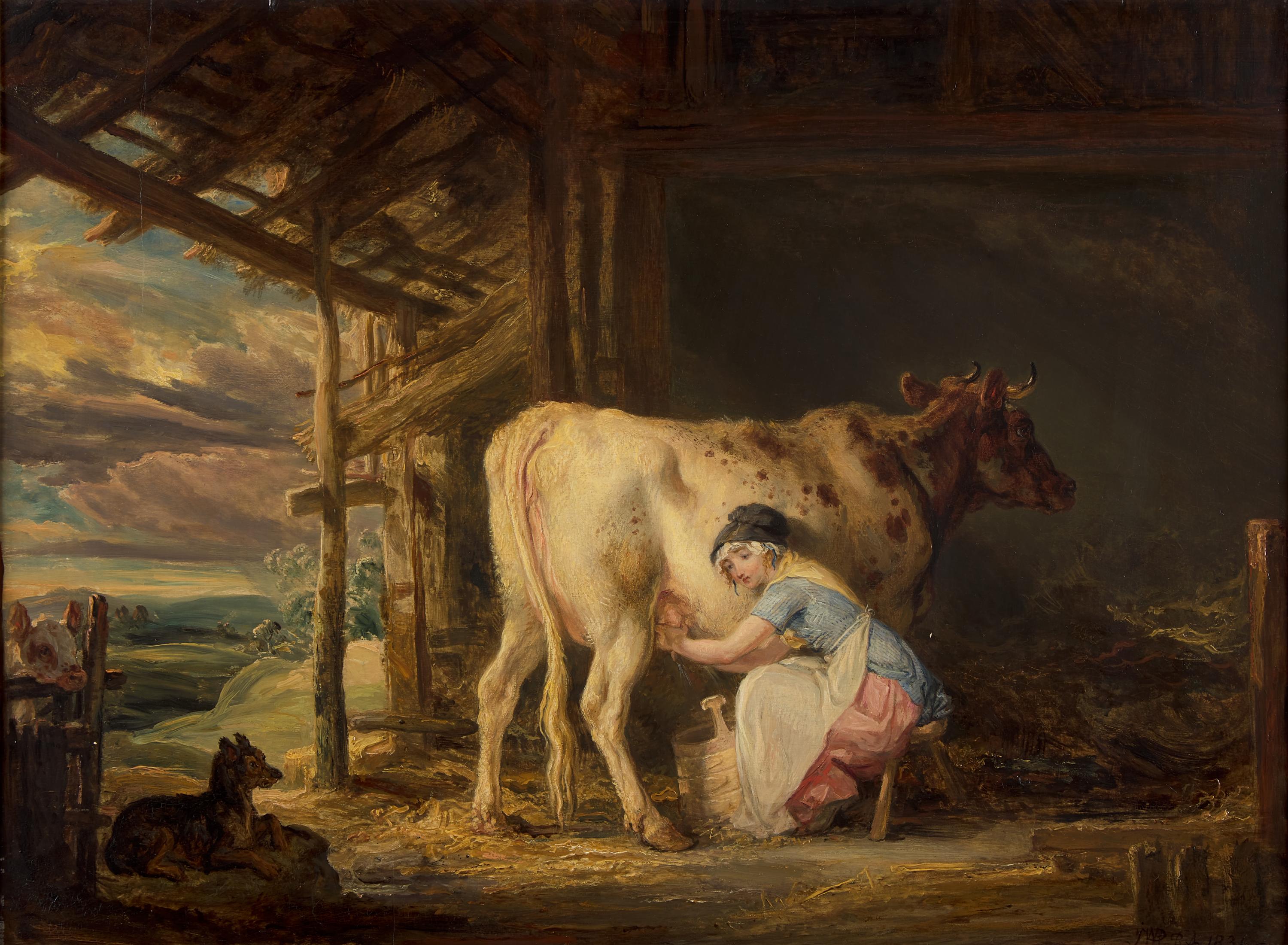 James Ward (British, 1769-1859) — Portrait of a Milkmaid in a Barn, 1831