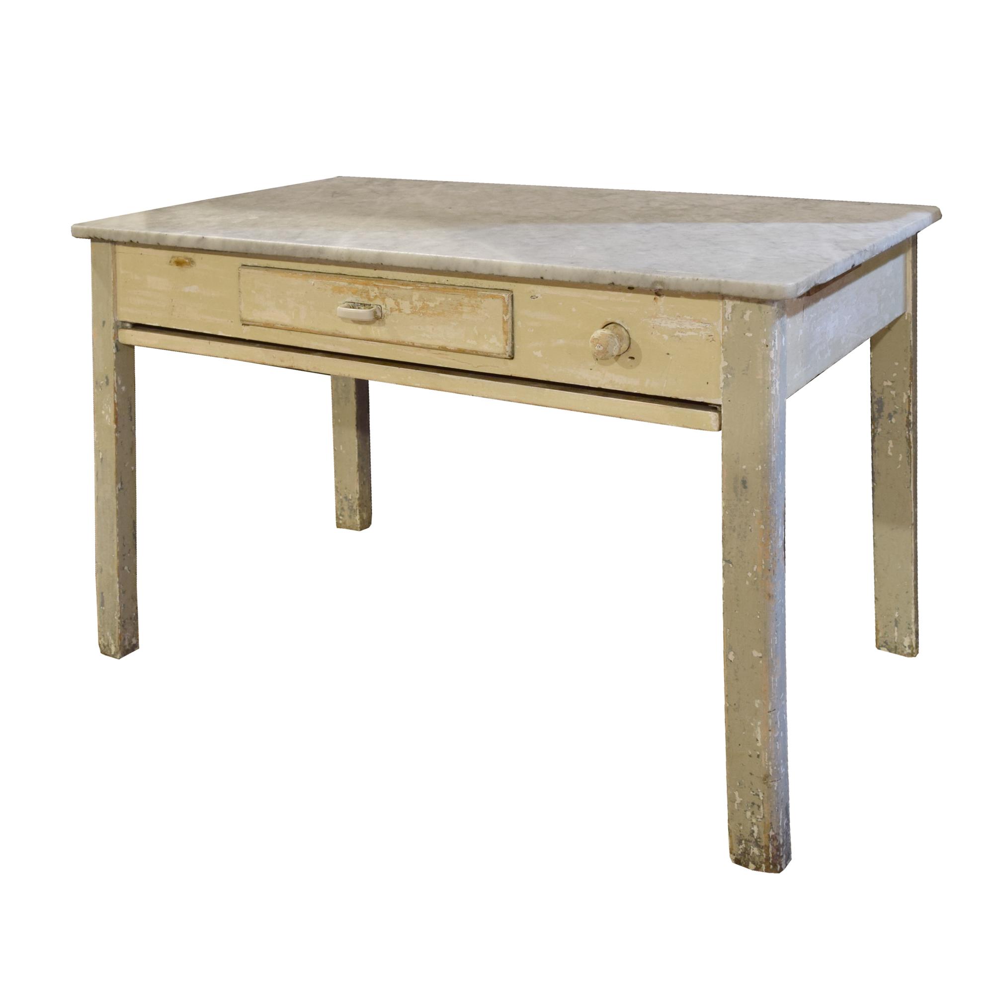 A Wood and Marble Baker's Table 51.5" W x 27.5" D x 31.5" H — France, Circa 1900