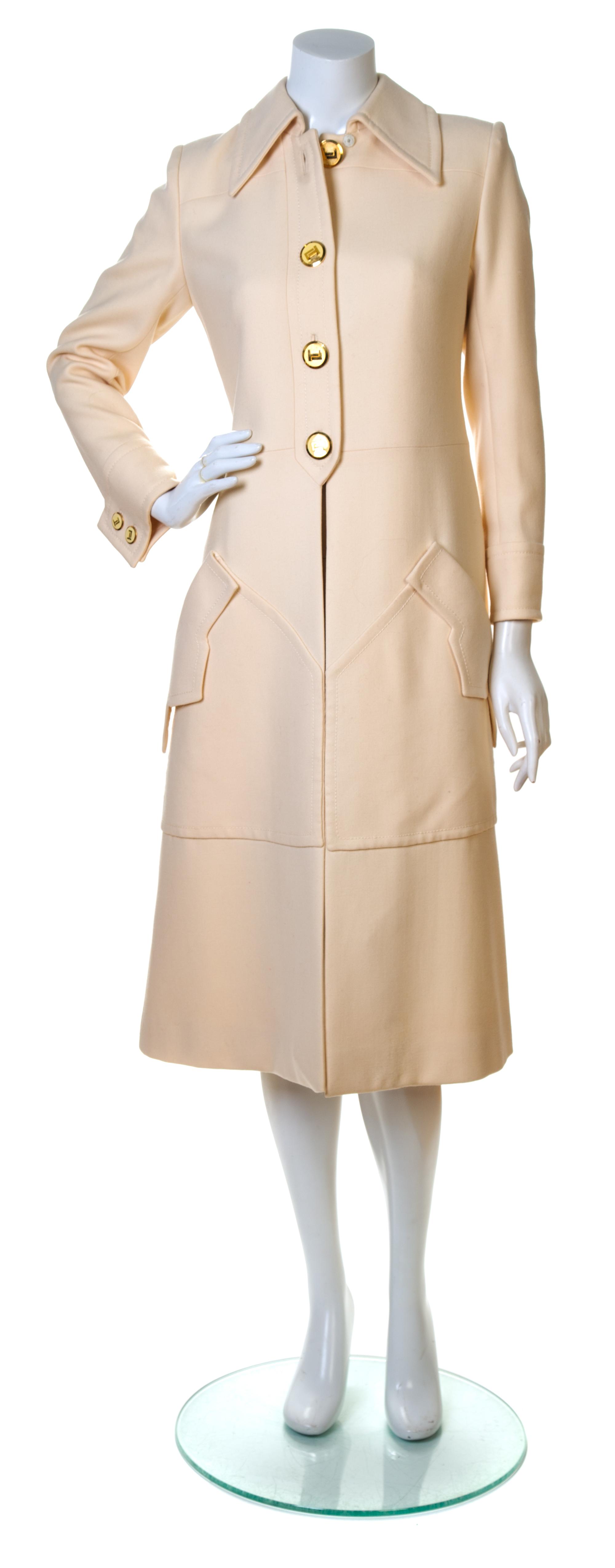 A Ted Lapidus Cream Wool Coat, No size.
