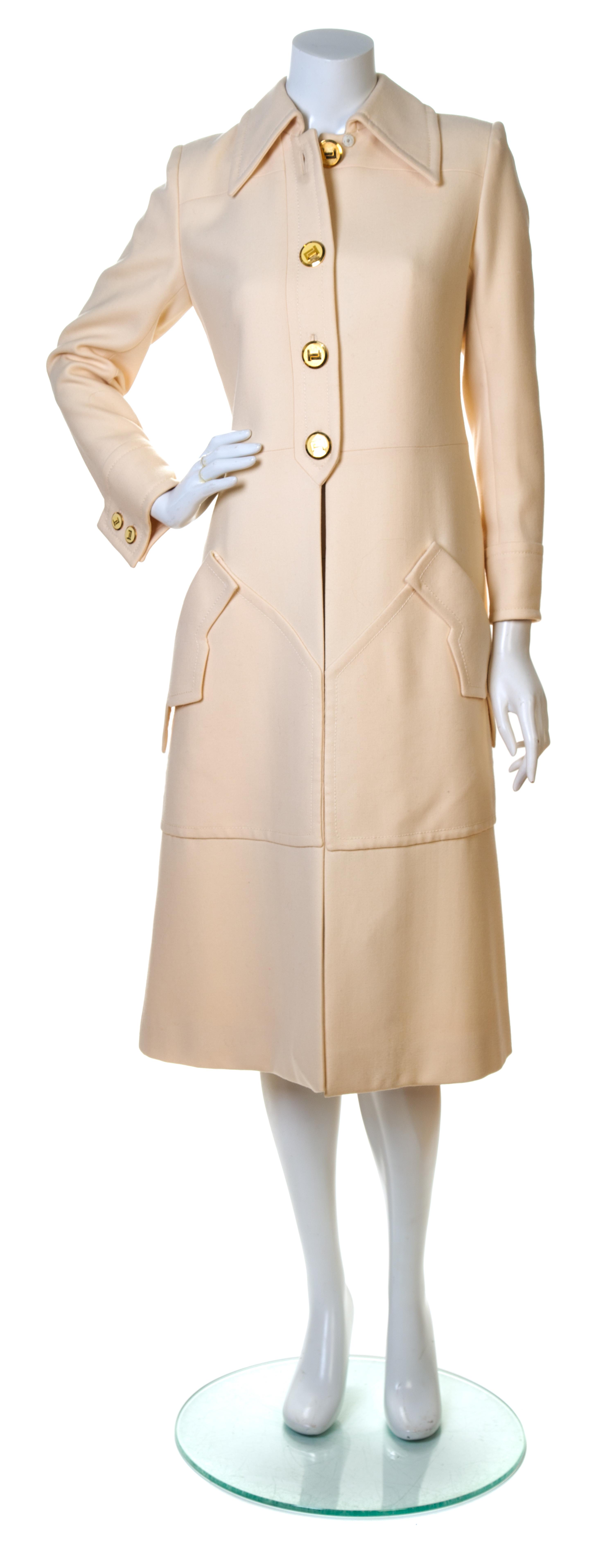 A Ted Lapidus Cream Wool Coat, No size.