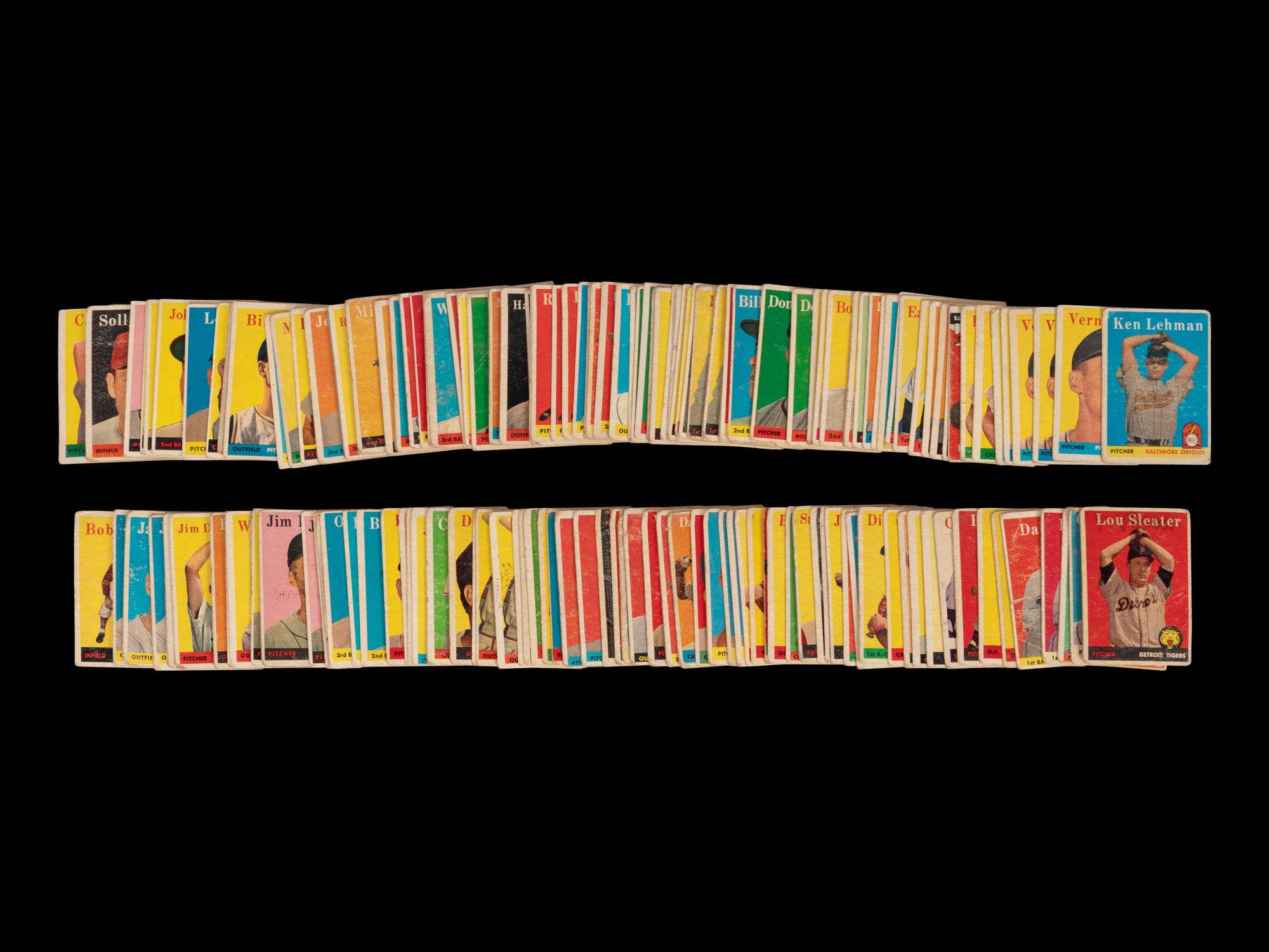 A Group of Over 800 Assorted 1958 Topps Baseball Cards Including Mickey Mantle, Roger Maris Rookie, and Multiple Hall of Famers