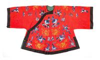 A Chinese Coral Red Ground Embroidered Silk Lady's Jacket