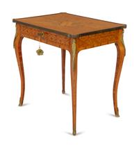 A Louis XV Marquetry Veneered Stand with Gilt Bronze Mounts