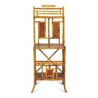 An English Bamboo and Lacquer Etagere