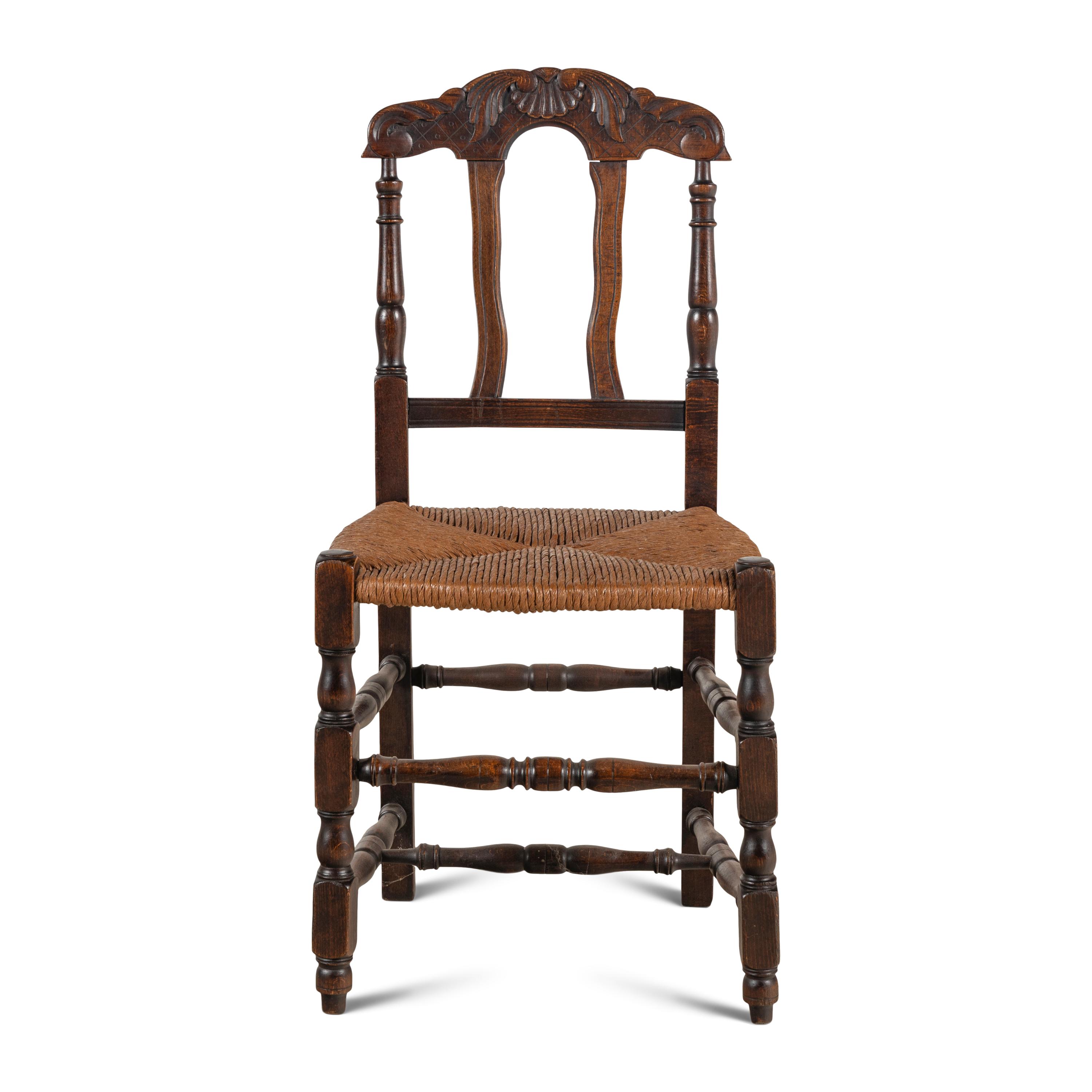 A William and Mary Style Oak Side Chair