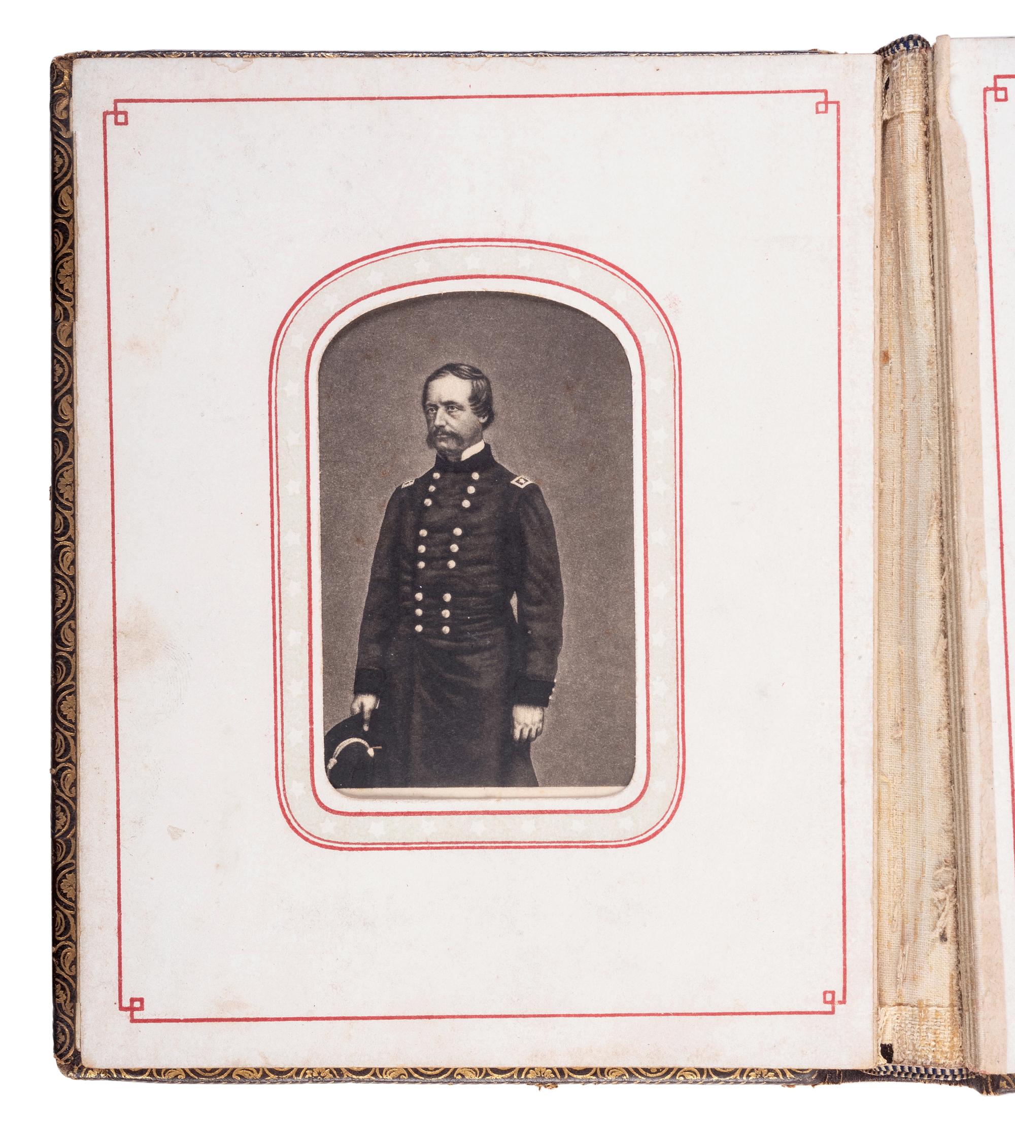 Patriotic album containing 24 engraved CDVs of Union generals. New York: Leavitt & Allen, 1862.