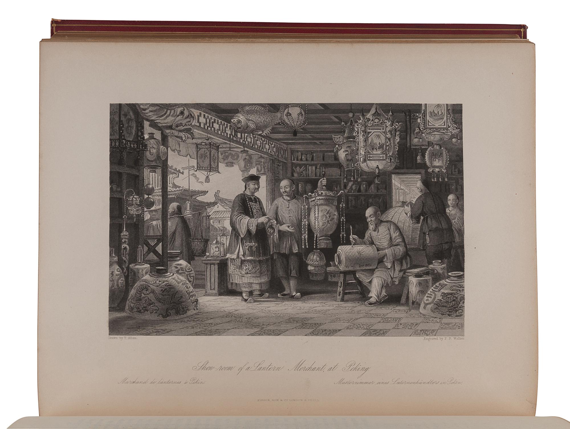 [CHINA -- TRAVEL & EXPLORATION]. ALLOM, Thomas (1804-1872), illustrator. -- WRIGHT, George Newenham (1794-1877). China in a Series of Views, Displaying the Scenery, Architecture, and Social Habits, of that Ancient Empire. London: Fisher, Son & Co., preface dated 1843.